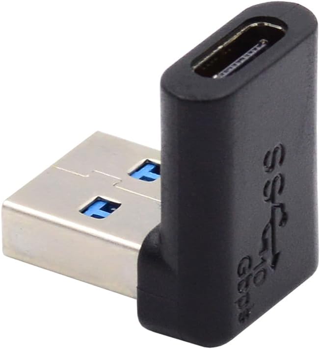 NFHK USB-C Type C Female 90 Degree Down Angled to USB 3.0 A Male Data Adapter for Laptop Desktop