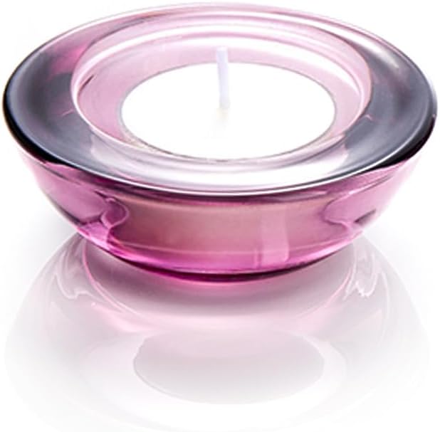 Red Tealight Candle Holders - Set of 12, Round Chunky Glass Candle Holder, 3" Diameter - CH01 - Aubergine Purple