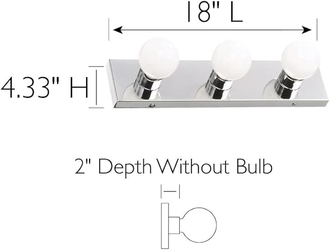 Design House 500850 3-Light Vanity Strip Light Contemporary Dimmable for Bathroom, Bedroom, Makeup Vanity, Polished Chrome