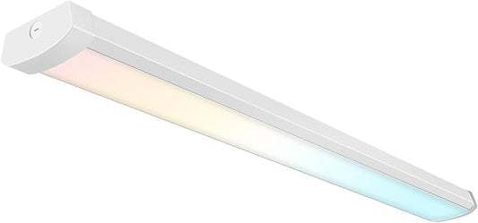 4FT LED Flush Mount Wraparound Light, with 3 Wattages/3 Lumens/3 CCT Selectable, 55W/65W/75W, 5500lm/6500lm/7500lm, 3000K/4000K/5000K, 4 Foot LED Wraparound Light Fixture for Garage, Office, ETL