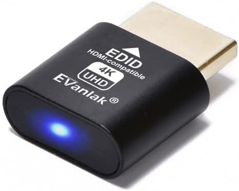 EVanlak HDMI Dummy Plug Headless Ghost Display Emulator Premium Aluminum PC（Fit Headless-3840x2160@60H New 3RD）-1Pack