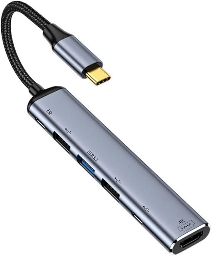 NFHK USB-C Type C to HDMI 4K Dual USB 3.0 HUB Converter HDTV Multiport Adapter 60hz with Female 100W PD Power Port