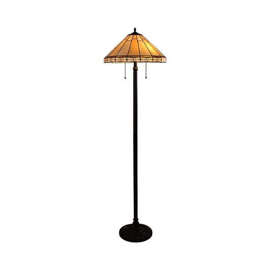 Chloe Lighting Tiffany-Style Floor Lamp, 2 Light, 18in  Wide, Blackish Bronze, Multicolor, Model CH31315MI18-FL2
