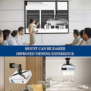 Projector Ceiling Wall Mount Adjustable Height from 11 to 13.7 Inches Bracket with Extendable Arms Low Profile Holder Hanger for Home Office Compatible with Epson Optoma Benq (Black)