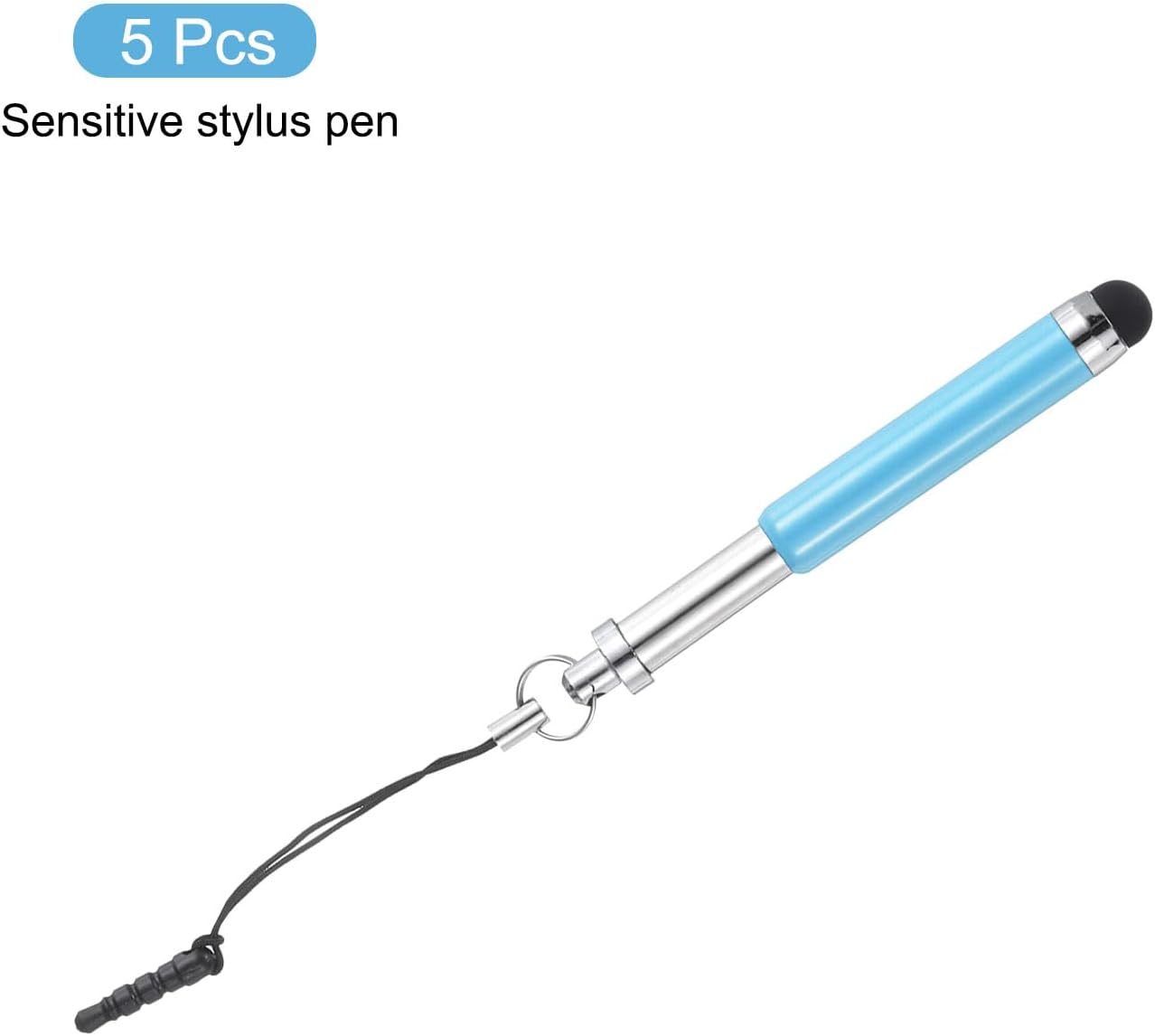 MECCANIXITY 5pcs Metallic Stylus Pen Retractable Aluminum Alloy Mini Capacitive Pens for Touch Screen Devices