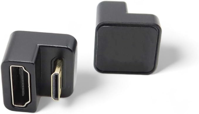 Kado 180 Degree Mini HDMI to HDMI 4K 60Hz Adapter U Shaped Mini HDMI Male to HDMI Female Extender Converter for Portable Monitor, Laptop, Tablet, Camera and Projector (Short Side Inward Down Angle)