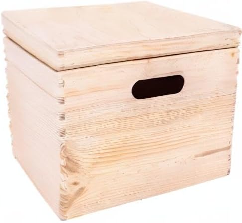 XXL Large Plain Wooden Box Storage with Hinged Lid | 15.8x11.8x9.44 inches (+-0.5) | Handles | Unpainted Gift | Product NOT Intended for 15 Years OR Below