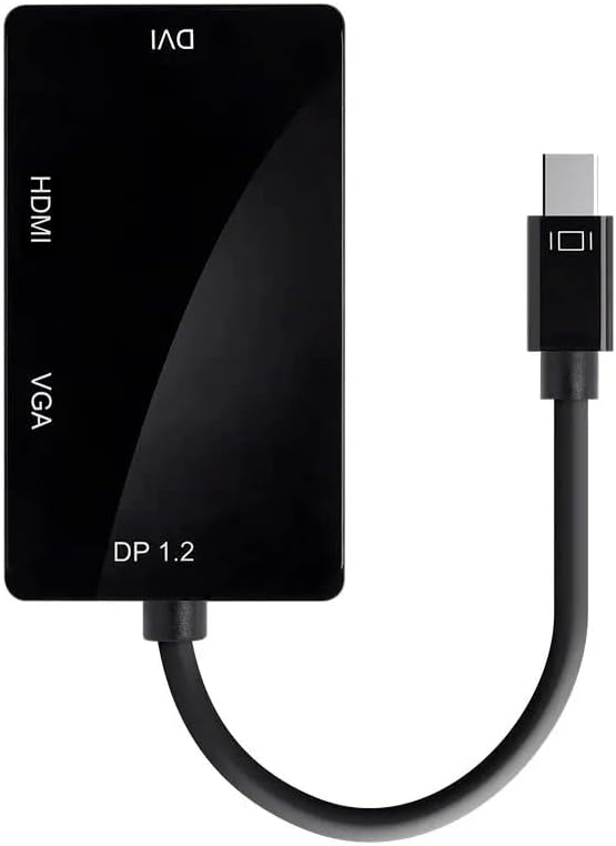 Monoprice Mini DisplayPort 1.2a / Thunderbolt to 4K HDMI, DVI, and VGA Passive Adapter, Black (112799) (Pack of 2)