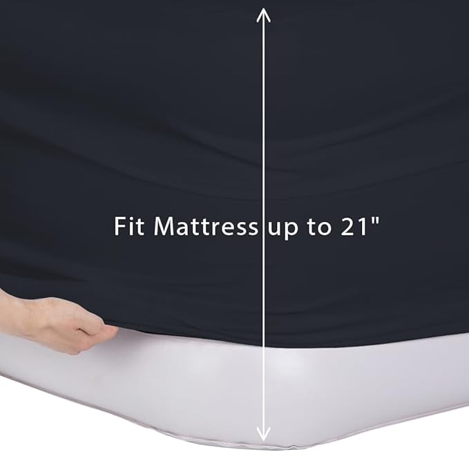 Bedecor Air Bed Sheets for Mattress Cover Removable Bed and Elastic Band Super Soft and Breathable & Deep up to 21" Black Full