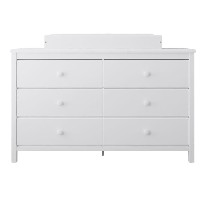 Storkcraft Alpine 6-Drawer Dresser (White) – GREENGUARD Gold Certified, White Dresser for Bedroom, Kids & Nursery Storage Drawers, Safety Interlocking Drawers, Pre-Installed Tracks, Kids Bedroom