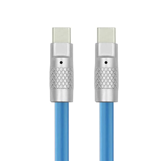 NFHK Blue USB-C Type C to USB-C Liquid Silicone Ultra Soft 120W Power USB2.0 Data Cable Fast Charge for Laptop Tablet Phone 100CM