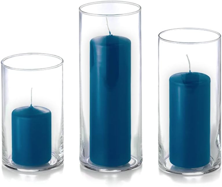 yummi Set of 12 Slim Pillars and Cylinder Vases - Sapphire