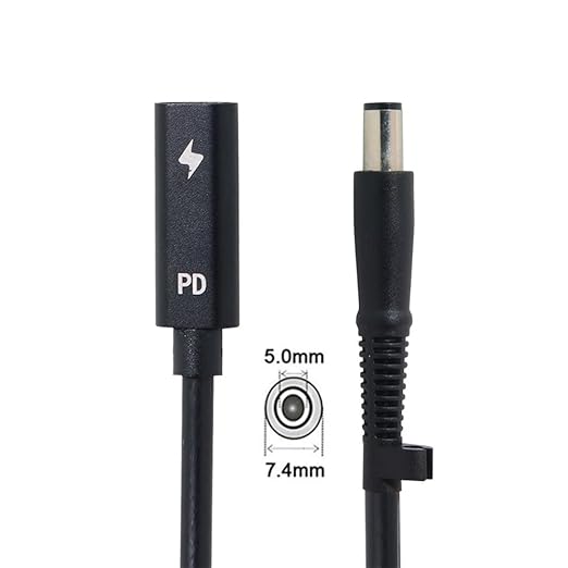 NFHK Type C USB-C Female Input to DC 7.4 * 5.0mm Power PD Charge Cable fit for Laptop 18-20V