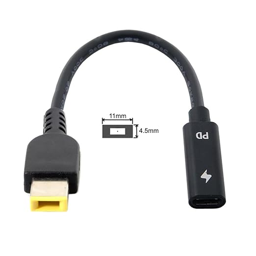 NFHK Type C USB-C to Rectangle 11.0 * 4.5mm Power Plug PD Emulator Trigger Charge Cable for X1 Carbon