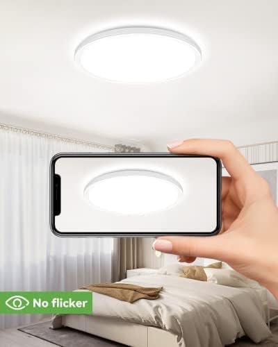 zemty 2Pack 12 Inch LED Flush Mount Ceiling Light, Super Thin 28W 3200lm Low Profile Ceiling Lights, 3 Color Temperature in One 3000k/4500k/6000K Lighting fixtures for Bedroom, Kitchen, Bathroom