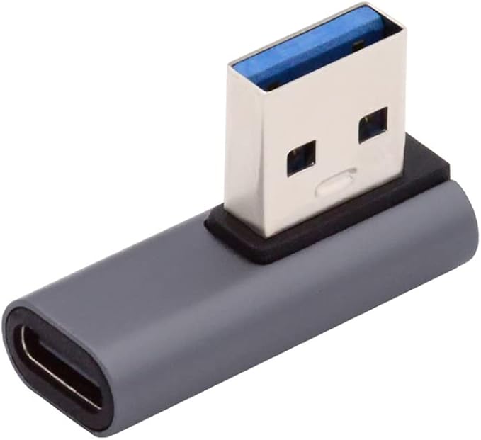 NFHK USB-C Type C Female Low Profile 90 Degree Left Angled to USB 3.0 A Male Data Adapter for Laptop Desktop