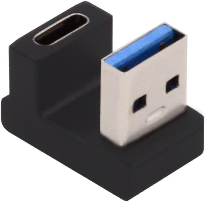 NFHK USB-C Type C Female Opposite U Shape Back Angled to USB 3.0 A Male Data Adapter for Laptop Desktop