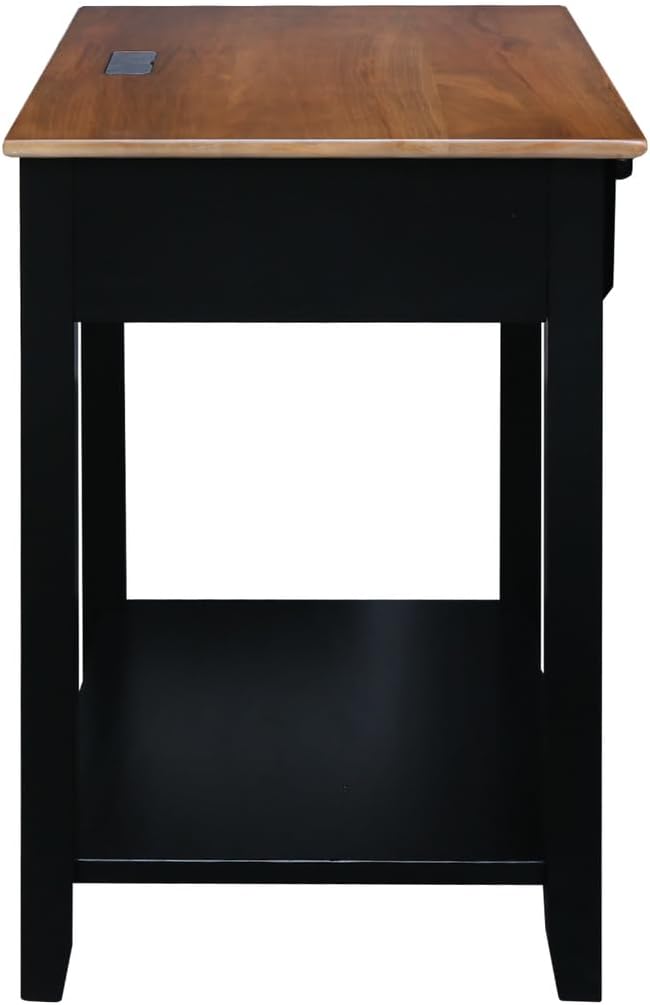 Casual Home Owl Night Stand with USB Port Charging Station and Drawer, 17.5" W x 14.25" D x 24.5" H, Walnut Black