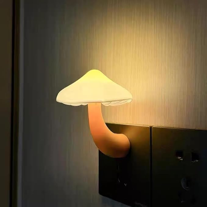 Night Lights Plug into Wall - 2-Pack Sensor LED Mushroom Light, Cute Energy Saving Mushroom Lamp for Kids Adults Living Room Bedroom Kitchen, Bathroom Toilet, Stairs, Hallway Corridor, Warm White