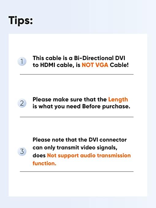 CableCreation HDMI Male to DVI Female 0.5ft [3 Pack], Bi-Directional HDMI Male to DVI-I (24+5) Female Adapter, for PC, TV, TV Box, PS5, Blue-ray, Xbox,Switch