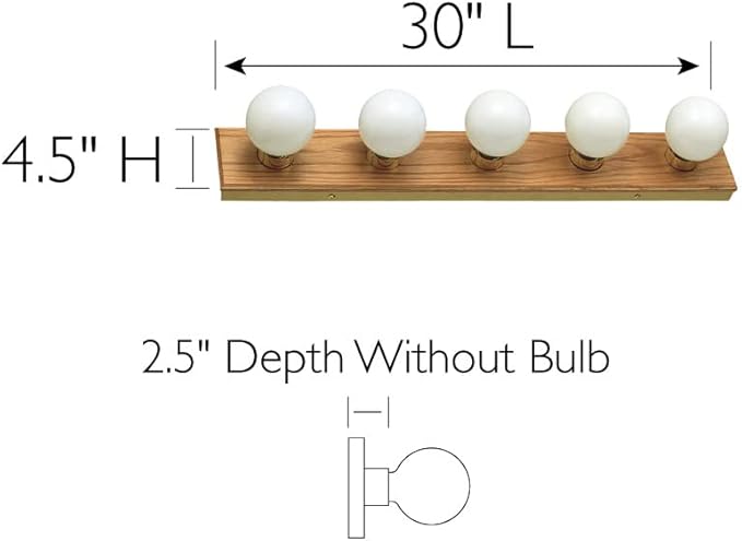 Design House 500215 5 Strip Light Contemporary Dimmable for Bathroom, Bedroom, Makeup Vanity, Honey Oak