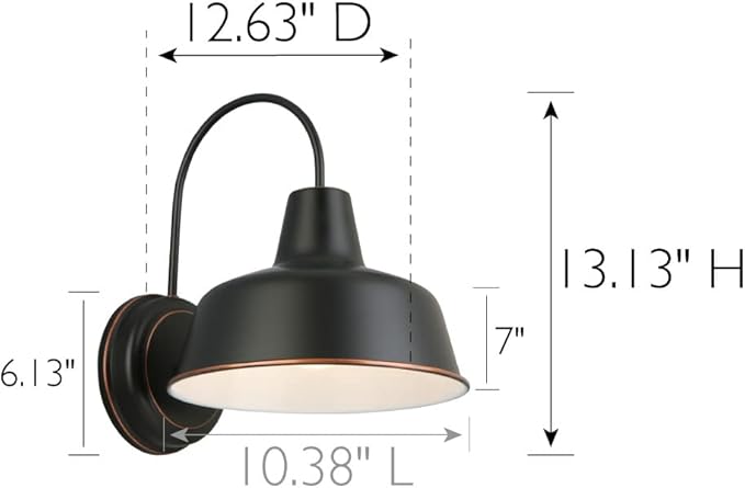 Design House Mason 1-Light Indoor/Outdoor Wall Light with Metal Shade, Wet Rated for Porch, Patio, and Garage, 579375