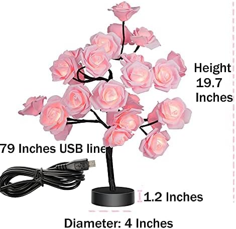 COLORLIFE Birthday Mother's Day Valentine's Day Christmas Gifts for Mom Women Daughter Wife Girlfriend Sister Pink Flower Rose Tree lamp Cute Room Decor for Bedroom Livingroom