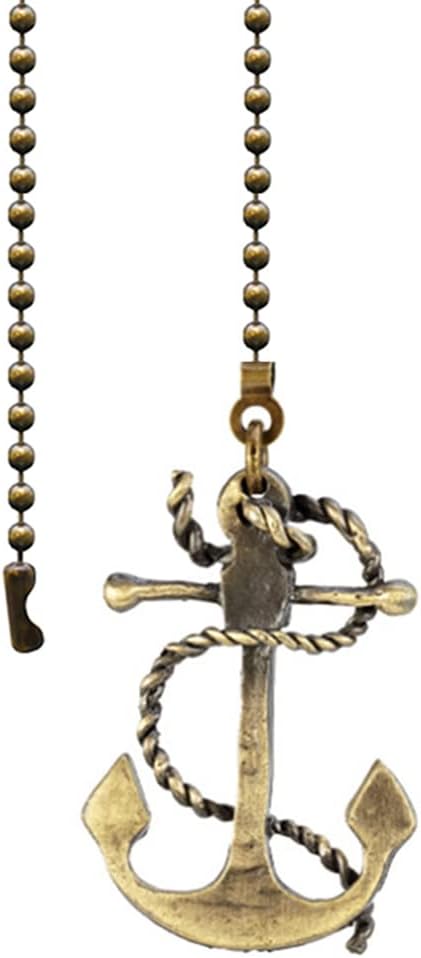 Ceiling Fan Pull Chain 12 inch Anchor Pull Chain Extension Fan Chain Extender Ceiling Fan Pulls Ornament with Ball Fan Chain Connector for Ceiling Fan Light, 1PCS (Anchor)