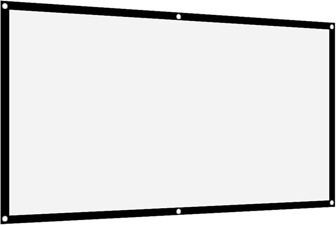 16:9 Projection Screen, Portable Non Crease White Polyester Projector Curtain, 84 Inch