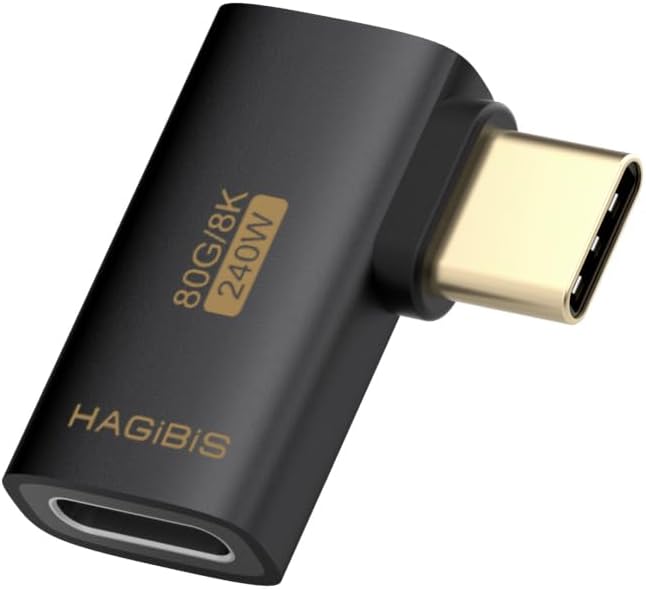 Hagibis 240W 80Gbps 8K@60Hz USB C Adapter, USB-C Male to Female Adapter, USB4 Connecter for Thunderbolt 5/4/3, Laptop, Switch, Dock, Mac, Tablet, iPhone 16 15 Pro Max (TGM11)
