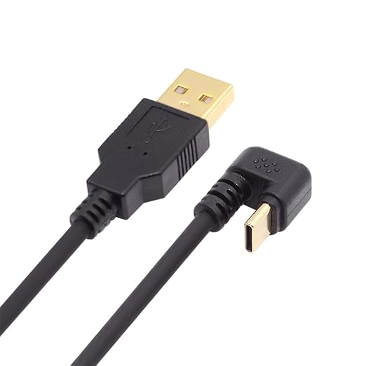 NFHK USB2.0 Type-A to Type C USB-C Male to Male Power Data Cable 5Gbps USB-C Opposite U Shape Back Angled