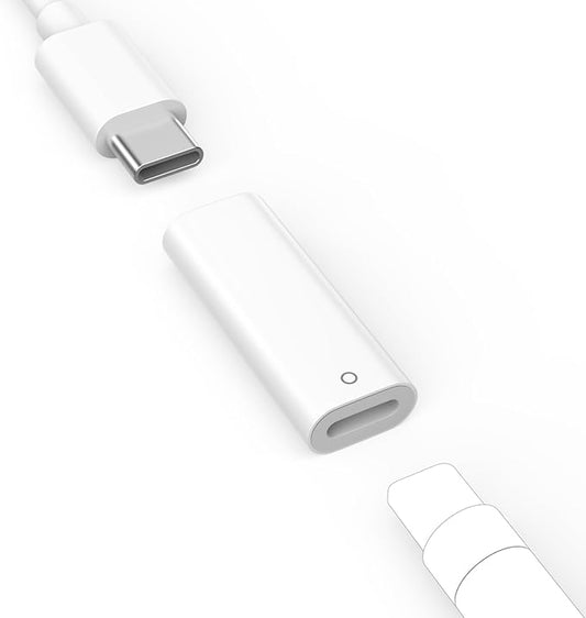 MoKo USB C to iPencil Charger Adapter Compatible with Apple Pencil 1st Generation, Apple Pencil Adapter for iPad 10/11th (A16) Gen, Female USB-C to iPencil Connector for Charging, Bluetooth Pairing