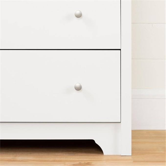 South Shore Vito Collection 5-Drawer Dresser, 16.88"D x 31.5"W x 48.75"H, Pure White with Matte Nickel Handles