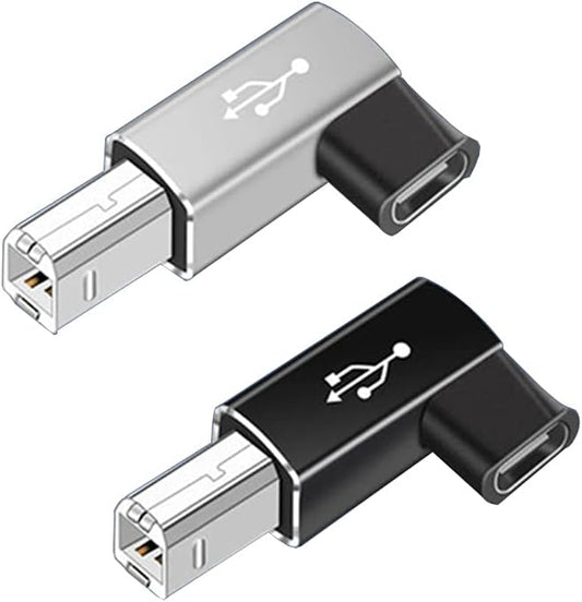 USB C Female to Midi 90 Degree Adapter, 2Pack Female USB C to Male USB B Printer Adapter, Compatible with Printers, MIDI, Eectric Pianos, Synthesizers, USB Microphones