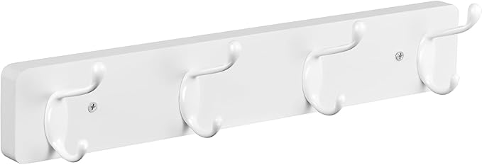 Heavy Duty Coat Rack Wall Mount - White Coat Hooks Wall Mounted for Sunglasses Jackets Hats Purse Dog Leashes Towels - Coat Hanger for Entryway Closet Mudroom Laundry Room Bathroom