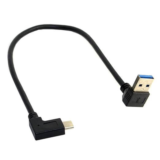 NFHK Reversible USB 3.1 USB-C Angled to 90 Degree Down Angled A Male Data Cable for MacBook & Tablet & Mobile Phone