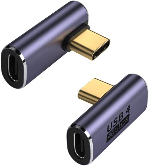 USB C Angle Adapter 40Gbps [2 Pack] 90 Degree USB C Type C Angled USB-C Male to Female Adapter, 8k at 60hz USB 3.1 Right Angle Extension for Laptop, Tablet, VR, Camera, Smartphone (Sideway)