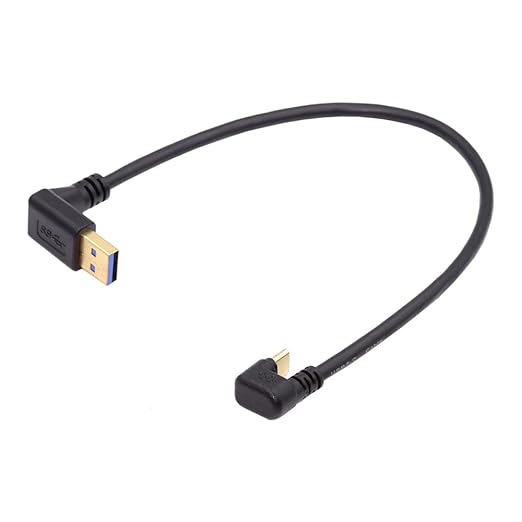 NFHK Up Angled USB3.0 Type-A to Type C USB-C Male to Male Power Data Cable 5Gbps USB-C Opposite U Shape Back Angled