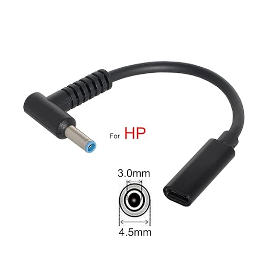 NFHK Type C USB-C Female Input to DC 4.5 * 3.0mm Power PD Charge Cable fit for Laptop 18-20V