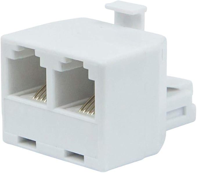Monoprice RJ11 6P4C Modular T-Adapter - Male to 2x Female, Straight, White