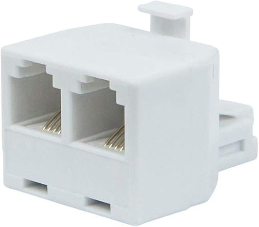 Monoprice RJ11 6P4C Modular T-Adapter - Male to 2x Female, Straight, White