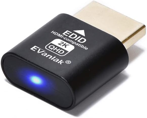 EVanlak HDMI Dummy Plug Headless Ghost Display Emulator Premium Aluminum PC（Fit Headless-1920x1080 New 3RD@60Hz）-1pack