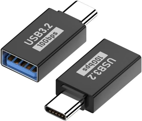 USB C Male to USB 3.2 Female Adapter, USB-C to USB-A Adapter [2-Pack] for Charging, 10Gbps Data Transfer and OTG - Black