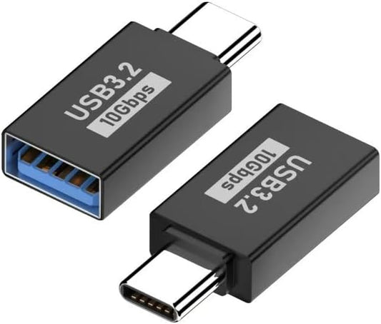 USB C Male to USB 3.2 Female Adapter, USB-C to USB-A Adapter [2-Pack] for Charging, 10Gbps Data Transfer and OTG - Black