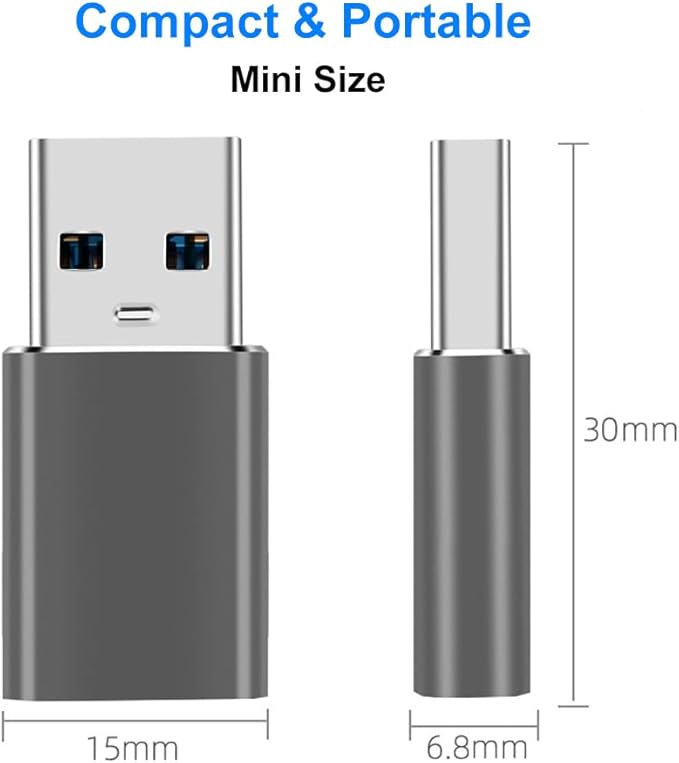 USB to USB C Adapter, Type C to USB 3.1 Adapter 10Gbps Compatible with iPhone 17 16 15 14 13 12, Samsung Galaxy S25 S24 S23 S22 S21, MacBook, PC, Laptop (Grey)