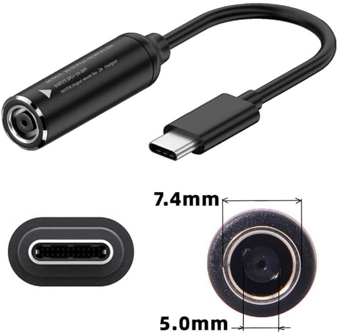 DC 7.4mm x 5.0mm Female Input to USB C PD Male Power Charging Cable,65W DC7450 to USB Type-C PD Output 5V/9V/20V Cable with PD Chip Inside,for Phones,Tablets,Laptops with USB c