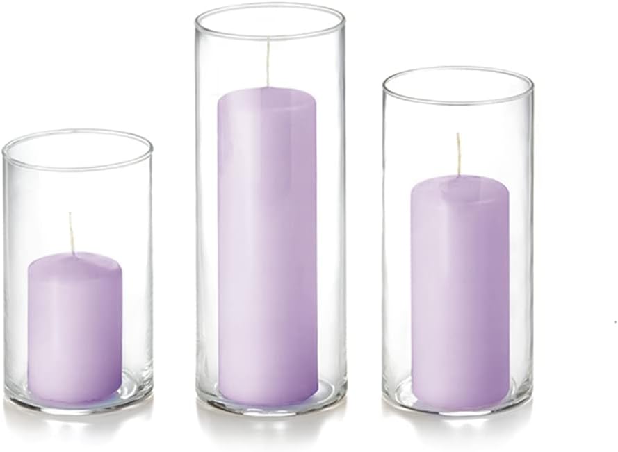 yummi Set of 12 Slim Pillars and Cylinder Vases - Lavender
