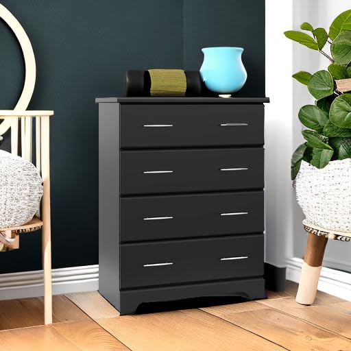 Storkcraft Brookside 4 Drawer Dresser (Black) – GREENGUARD Gold Certified, Nursery Dresser for Kids Bedroom, Chest of Drawers