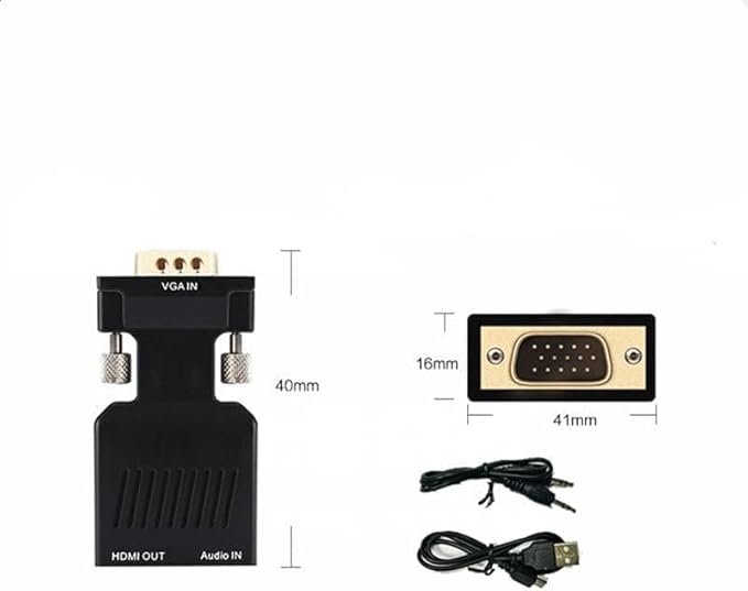 VGA to HDMI Adapter Converter with Audio AUX Cable 1080P 60Hz Resolution with Audio Support for Computer, PC, Laptop, Monitor, Beamer, HDTV UVM