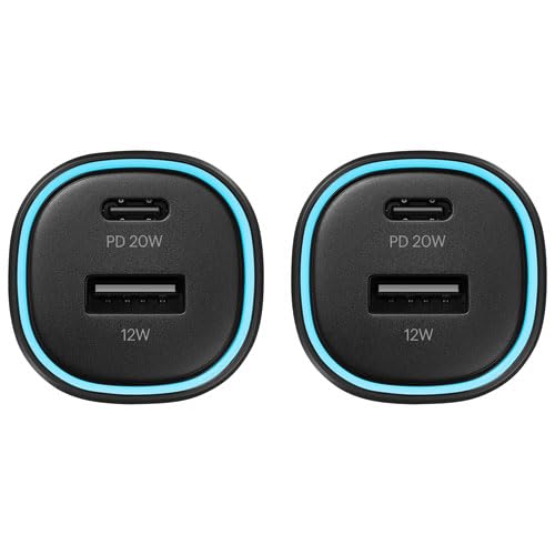 INSIGNIA USB Cables, 20Gbps High-Speed Charging & Data Sync, Braided Nylon, Compatible with MacBook, Laptop, iPhone, iPad, Android (Accessories, 32W Dual USB-C/USB-A Car Accessory (2 Pack))